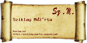 Sziklay Márta névjegykártya