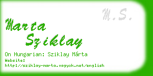 marta sziklay business card